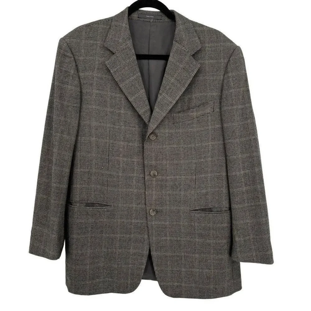 Ermenegildo Zegna 100% Wool Herringbone Blazer Gray See Measurements For Size‎